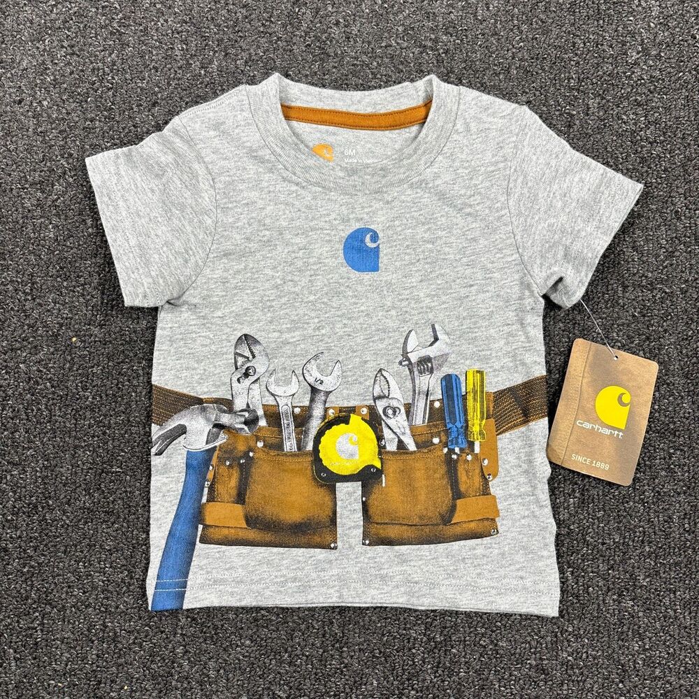 Adorable Carhartt Toddler Boy Carpenter Tools Tool Belt T-Shirt Size 6M